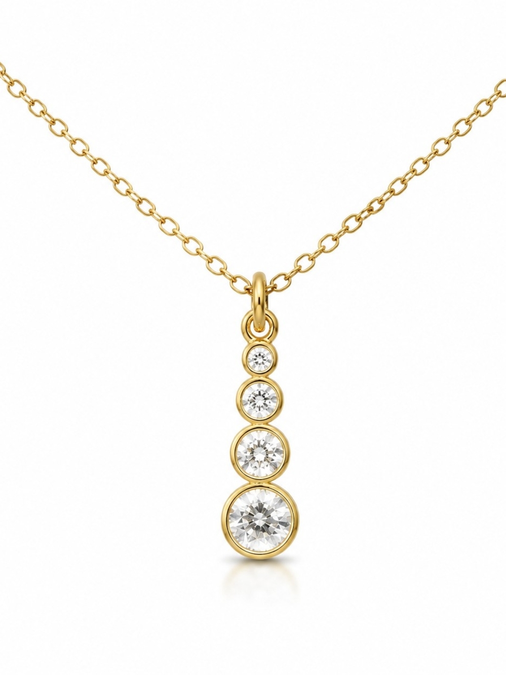 Elegant Gold-Tone 4-Stone Crystal Drop Necklace – Women's Jewelry Jasmine Lane